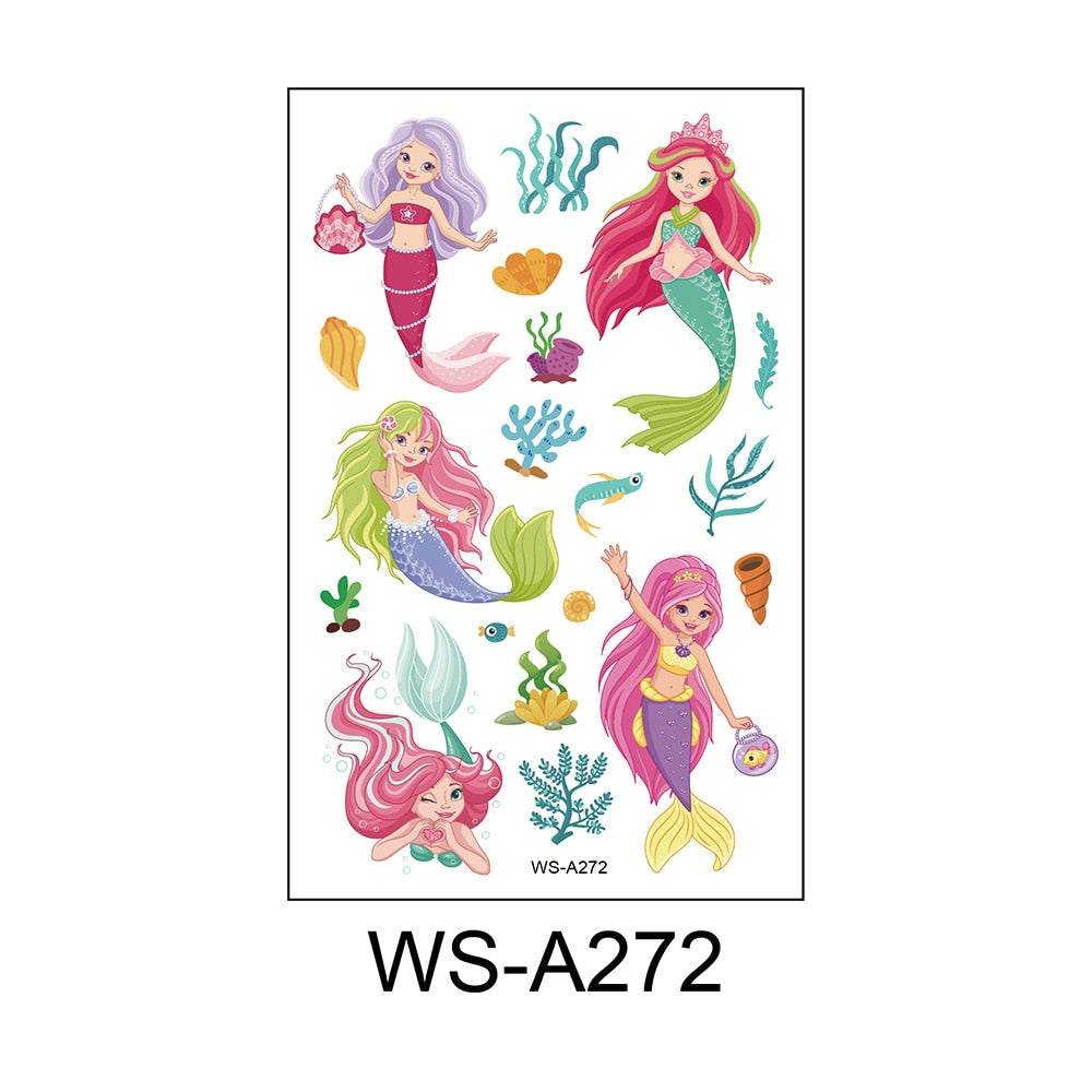 Stickers children cartoon fantasy, party princess theme stickers, mermaid tattoo stickers, Halloween adult stickers