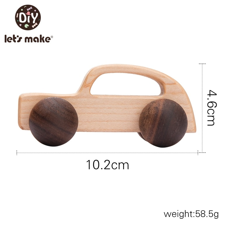 Let&#39;s Make Wooden Baby Toys 0 12 Month 1PC Toys For Babies Beech Car Hedgehog Elephant Educational Infants Developmental Newborn