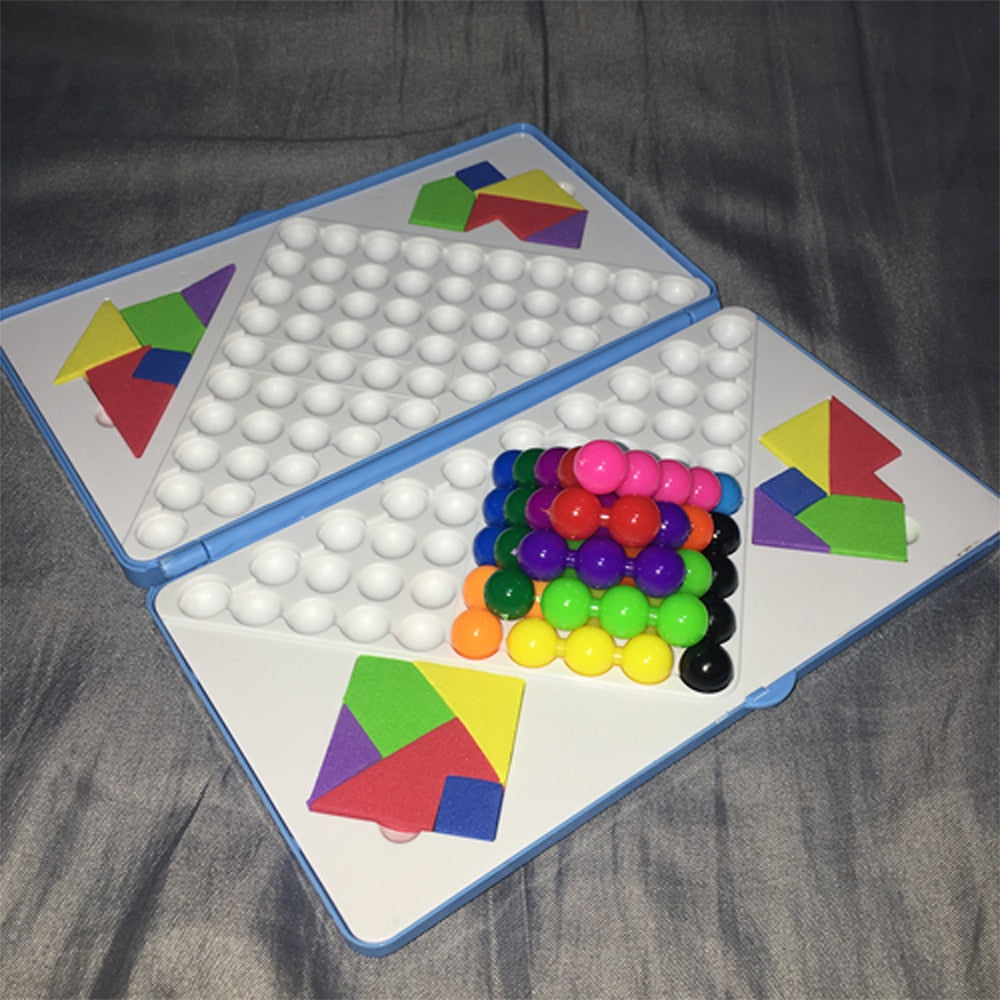 IQ Puzzle Children&#39;s Development Intelligence Early Educational Jigsaw Puzzle Magic Beads Boxed Building Pyramid Color Shape