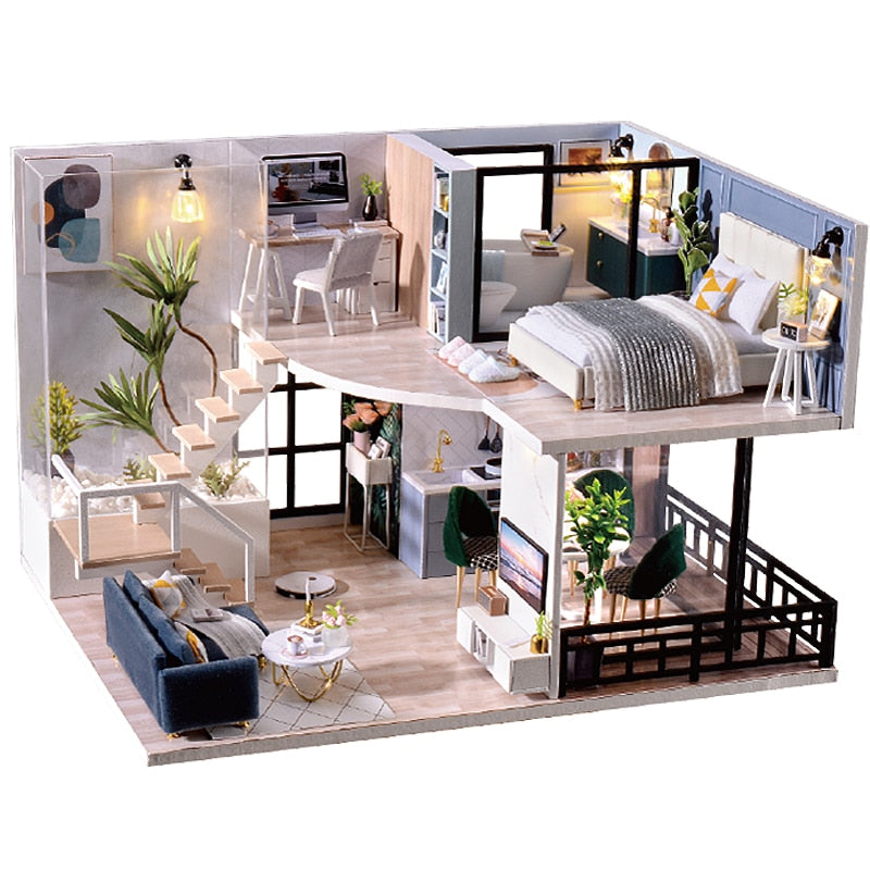 CUTEBEE DIY Dollhouse Wooden Doll Houses Miniature Doll House Furniture Kit Casa Music Led Toys for Children Birthday Gift L32