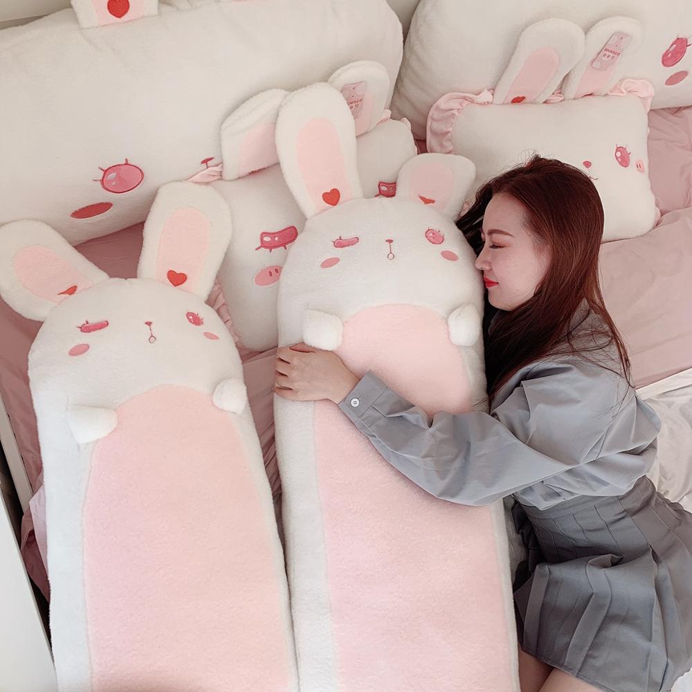 80~120cm Giant long Lolita Bunny Stuffed Hug Pink Rabbit Girl Nap Sleeping Throw Pillow Pregnant Cushion Boyfriend Eye Mask Gift