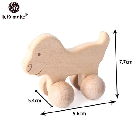 Let&#39;s Make Wooden Baby Toys 0 12 Month 1PC Toys For Babies Beech Car Hedgehog Elephant Educational Infants Developmental Newborn