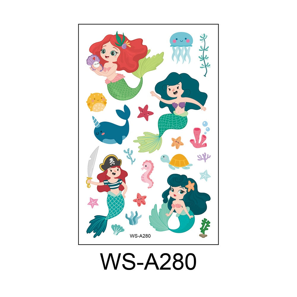 Stickers children cartoon fantasy, party princess theme stickers, mermaid tattoo stickers, Halloween adult stickers