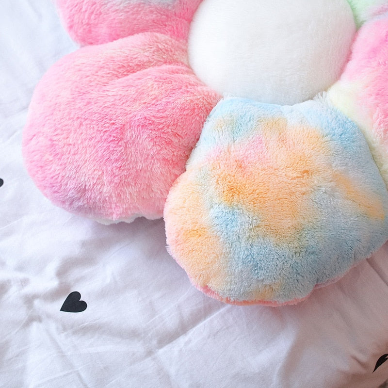 Furry Plush Flower Pillow Mat Stuffed Lifelike Colourful Peach Blossom Flower Shape Baby Home Soft Pillow Cushion Home Decor