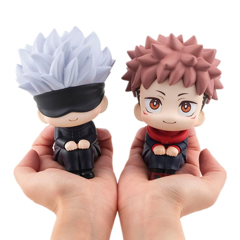 Anime Jujutsu Kaisen Figurine Cute Gojo Satoru Itadori Yuji Look Up PVC Anime Action Figure