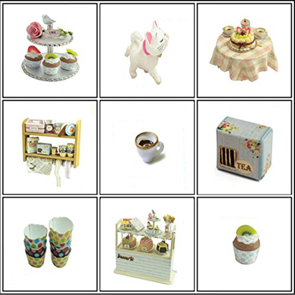 Doll House Furniture Diy Miniature Dust Cover 3D Wooden Miniaturas Dollhouse Toys for Children Birthday Gifts Cake Diary H14