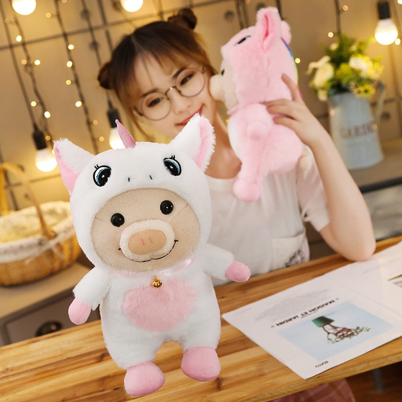 New 1pc 25cm Cute Piggy Turned Dog Rabbit Rat Mouse Bear Doll Plush Toy  Dog Doll Stuffed Animals Toys For Children Gift