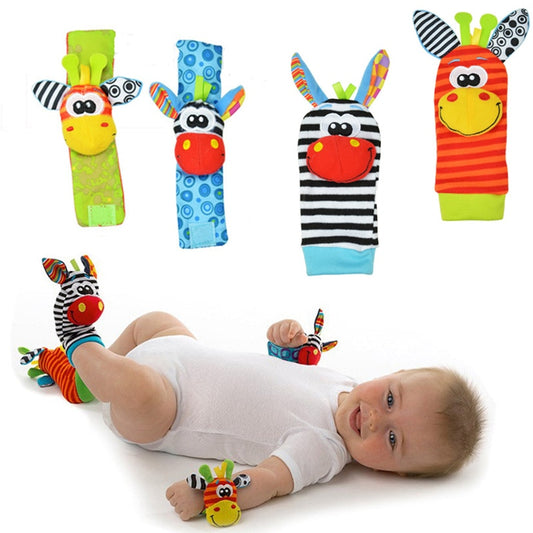 Infant Baby Kids Socks Wrist Rattle Set Toys Foot Socks 0~24 Months Cartoon Newborn Grab Training Educational Toy Christmas Gift