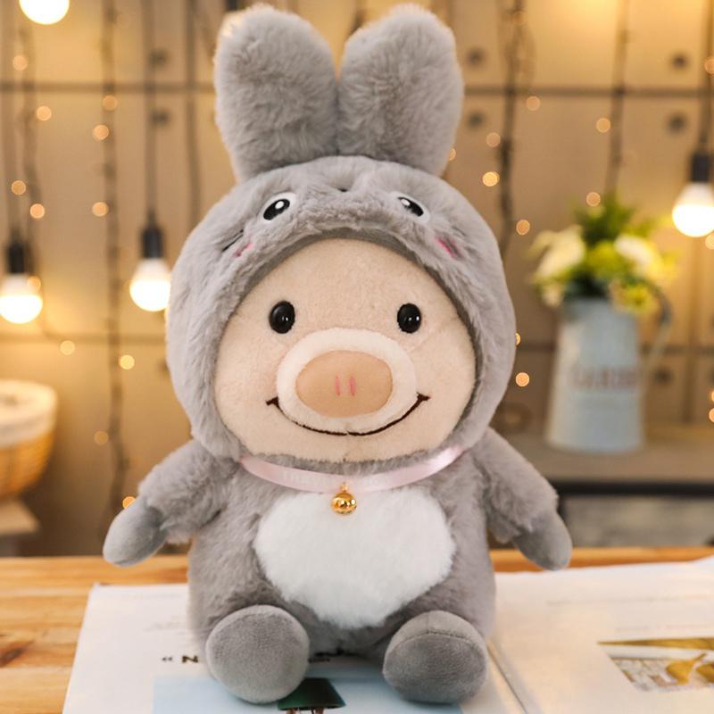 New 1pc 25cm Cute Piggy Turned Dog Rabbit Rat Mouse Bear Doll Plush Toy  Dog Doll Stuffed Animals Toys For Children Gift