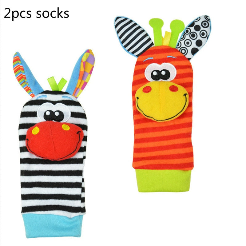 Infant Baby Kids Socks Wrist Rattle Set Toys Foot Socks 0~24 Months Cartoon Newborn Grab Training Educational Toy Christmas Gift