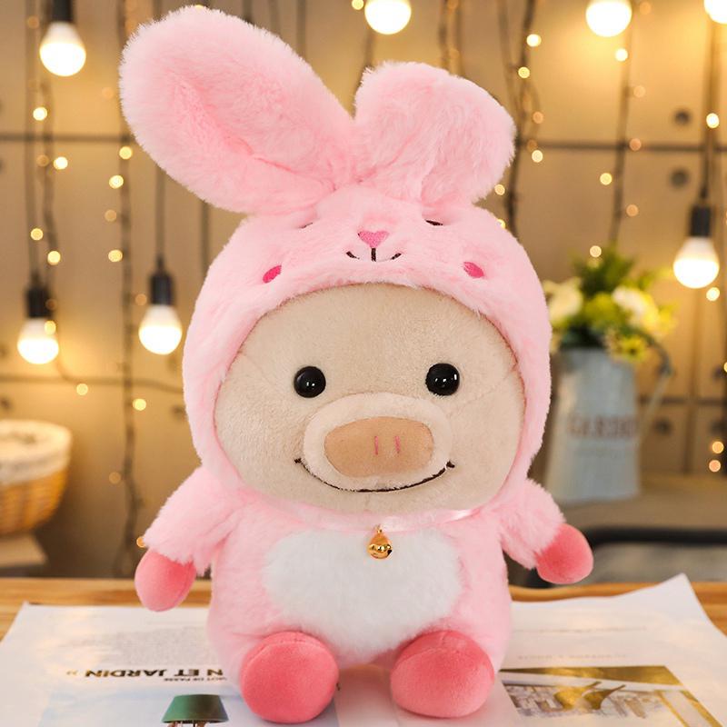 New 1pc 25cm Cute Piggy Turned Dog Rabbit Rat Mouse Bear Doll Plush Toy  Dog Doll Stuffed Animals Toys For Children Gift