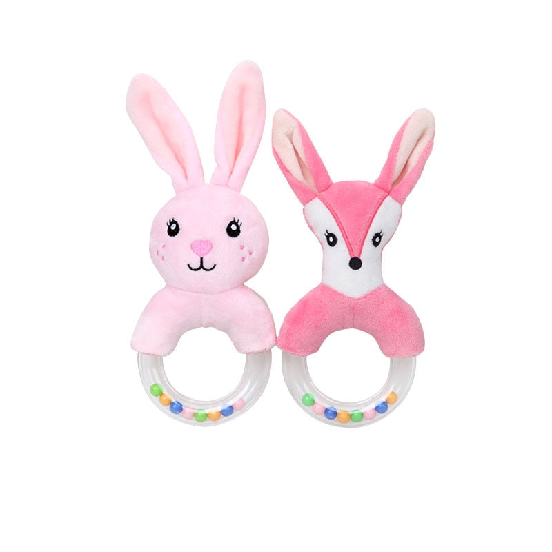 Cute Baby Rattle Toys Rabbit Plush Baby Cartoon Bed Toys for Newborn 0-24 Months Educational Toy Rabbit Bear Hand Bells