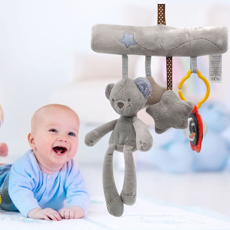 Baby hanging bell with BB baby bed safety seat plush toy Hand Bell Multifunctional Plush Toy Stroller Mobile Gifts