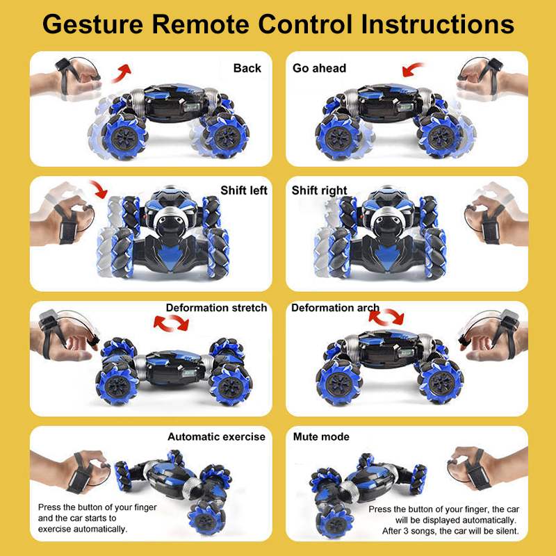 Voiture radiocommandée 4WD cascadeur voiture geste Induction torsion véhicule tout-terrain Drift RC jouets avec lumière et musique