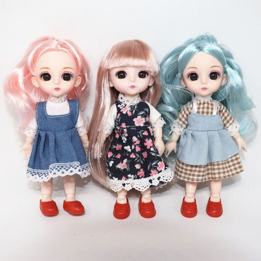 New 16cm Bjd Doll 13 Movable Joints 3D Real Eye High-end Dress Can Dress Up Fashion Nude Doll Children DIY Girl Toy Best Gift