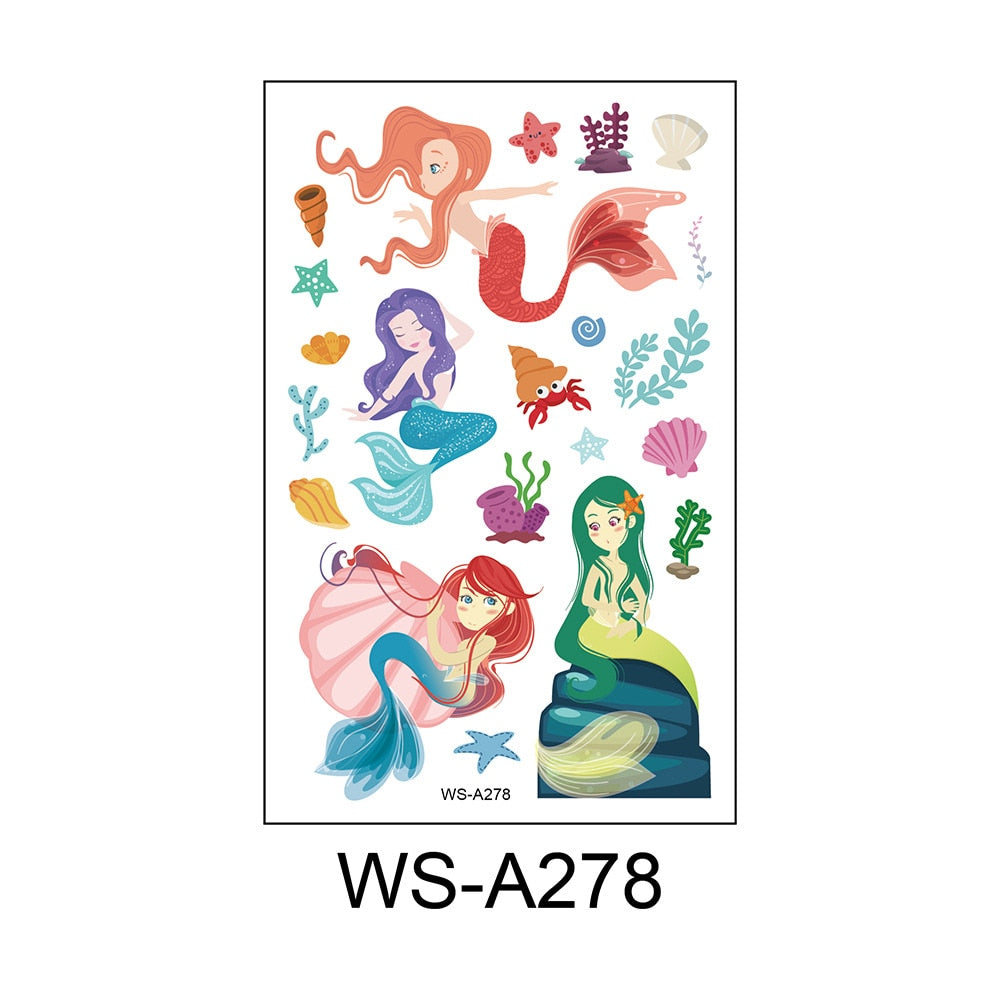 Stickers children cartoon fantasy, party princess theme stickers, mermaid tattoo stickers, Halloween adult stickers