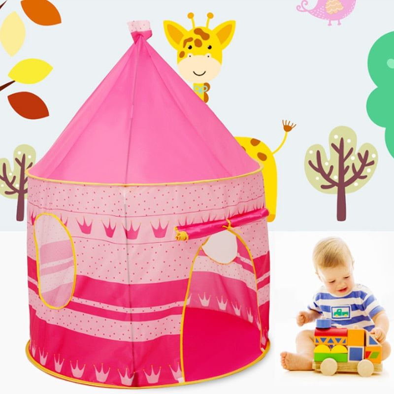 Play Tent Portable Foldable Tipi Prince Folding Tent Children Boy Cubby Play House Kids Gifts Outdoor Toy Tents Castle