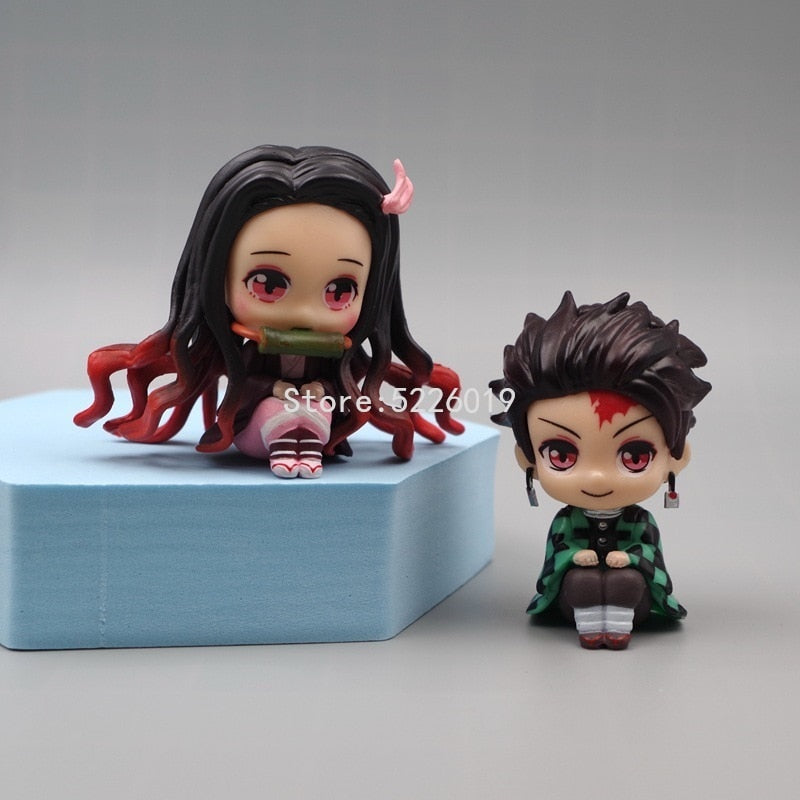 2pcs Anime Kimetsu no Yaiba Figure Toy MH Look Up Demon Slayer Kamado Tanjirou Kamado Nezuko Action Figure Model Doll Toys 6cm