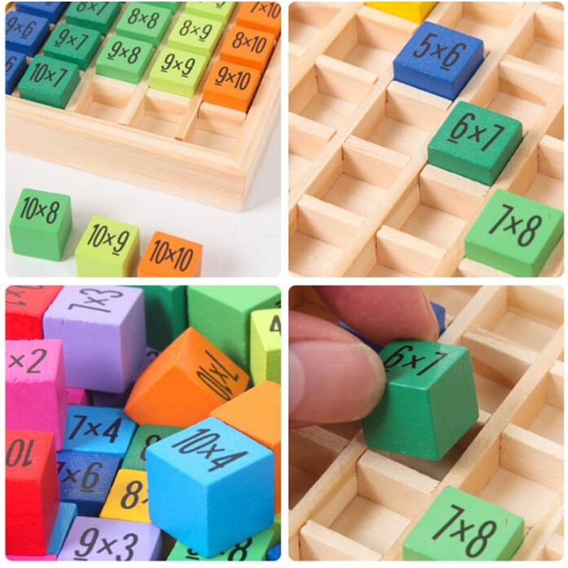 Montessori Educational Wooden Toys for Kids Children Baby Toys 99 Multiplication Table Math Arithmetic Teaching Aids