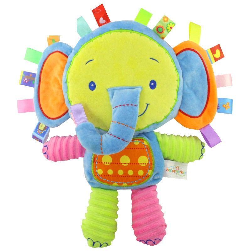 Cartoon Baby Plush Rattles Toys Appease Doll Infant Hand Bells Elephant/Monkey/Rabbit Animal Soft Cotton Infant Educational Toys