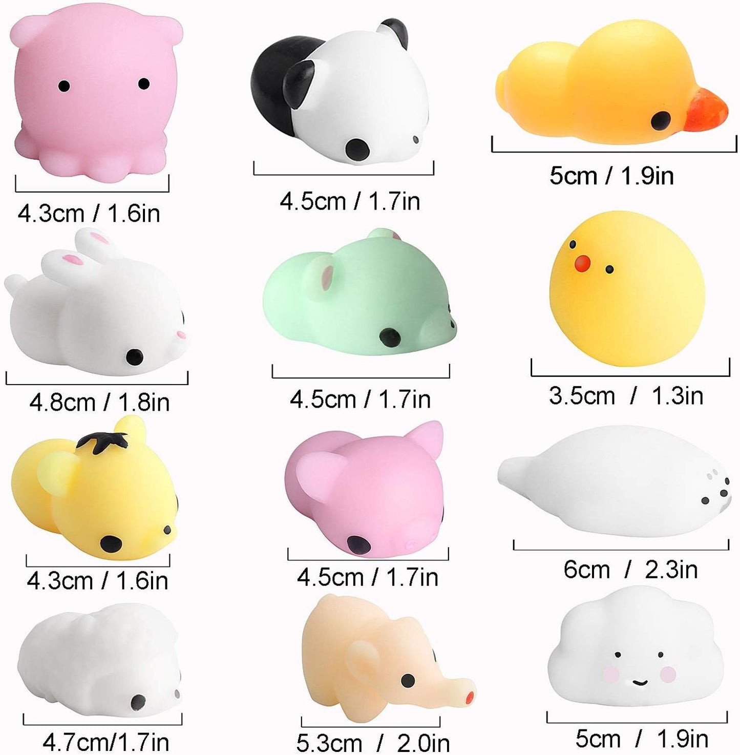 40 Pc Mochi Squishy Toys Mochi Kawaii squishies Toys Gifts for Party Favors for Kids, Mini Supper Cute Animals Stress Relief Toy