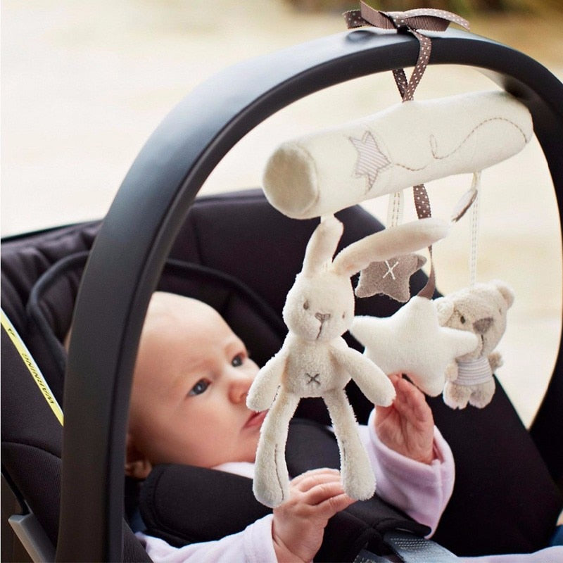 Baby hanging bell with BB baby bed safety seat plush toy Hand Bell Multifunctional Plush Toy Stroller Mobile Gifts