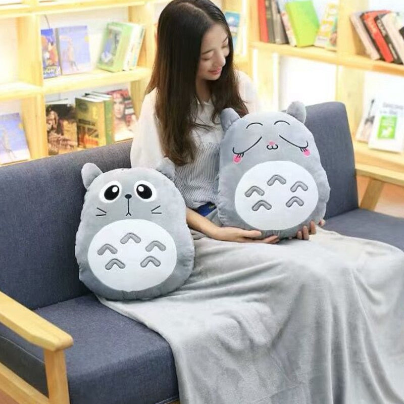 Cute My Neighbor Pillow Blanket 3in1 dual-use hand warm high quality coral velvet blanket special gift fot kids friends