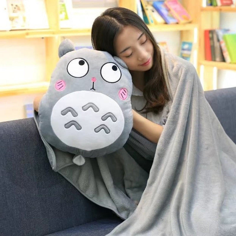 Cute My Neighbor Pillow Blanket 3in1 dual-use hand warm high quality coral velvet blanket special gift fot kids friends