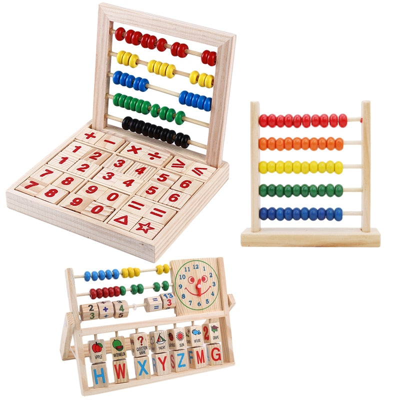 Multifunction Abacus Learning Stand Wooden Montessori Toys Counting Cognition Board Early Educational Math Toy For Children Gift