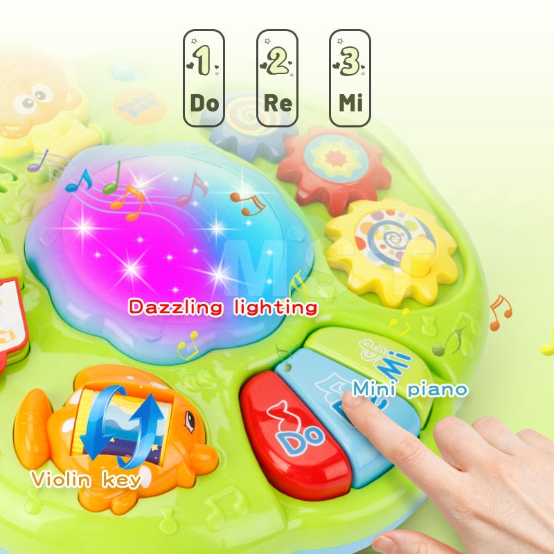 Infants Musical Instrument Learning Table Baby Toys Animals Piano Early Educational Study Activity Center Music Game For Kids