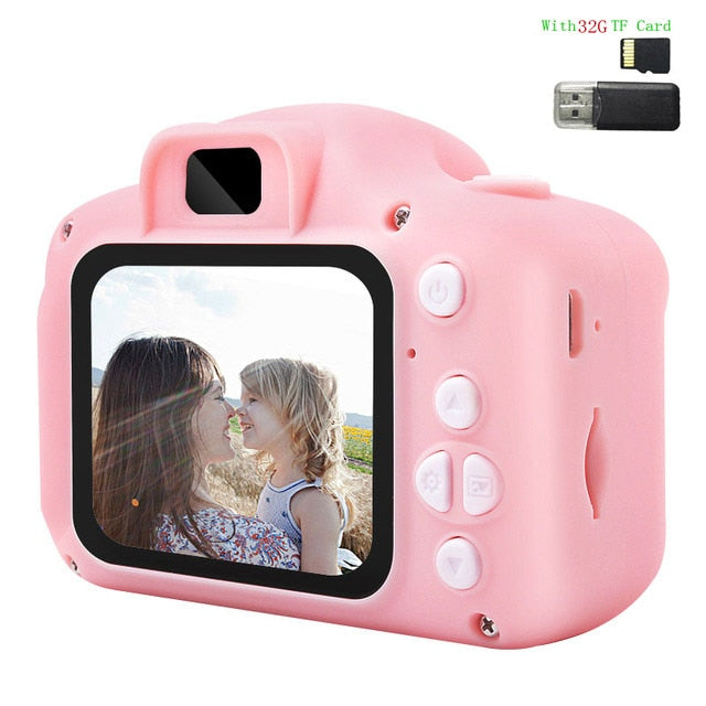 2 Inch HD 1080P Chargable Digital Mini Kids Camera Cartoon Cute Camera Toys Outdoor Photography Props for Child Birthday Gift