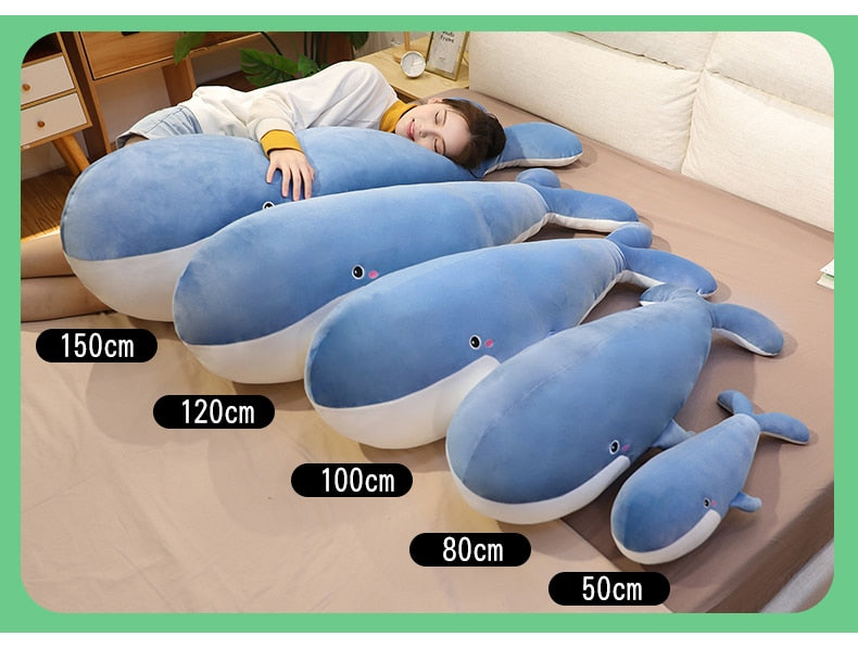 50-150CM Giant Size Plush Toy Sea Animal Blue Whale Soft Toy Stuffed Animal Children&#39;s Birthday Gifts