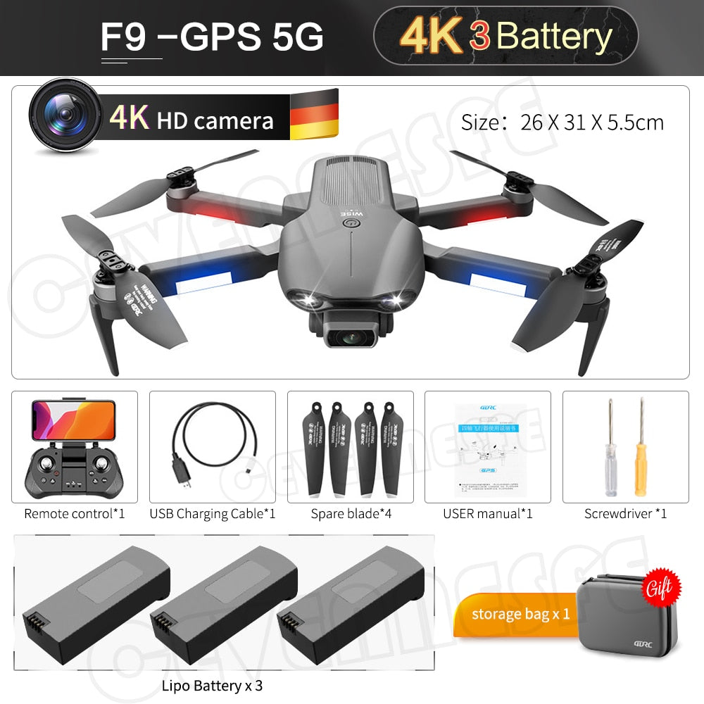 2022 NEW F9 GPS Drone 6K Dual HD Camera Professional Aerial Photography Brushless Motor Foldable Quadcopter RC Distance 2000M