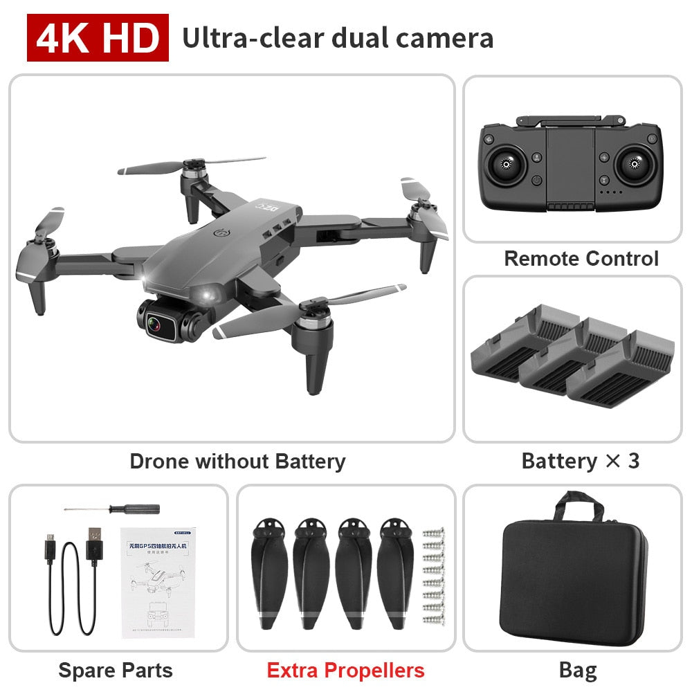 L900 PRO GPS Drone 4K HD Professional Dual Camera Aerial Stabilization Brushless Motor Foldable Quadcopter Helicopter RC 1200M