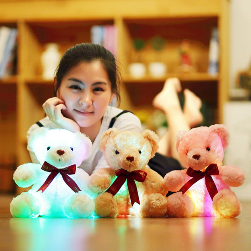 Luminous 25/30/50cm Creative Light Up LED Colorful Glowing Teddy Bear Stuffed Animal Plush Toy Christmas Gift for Kid