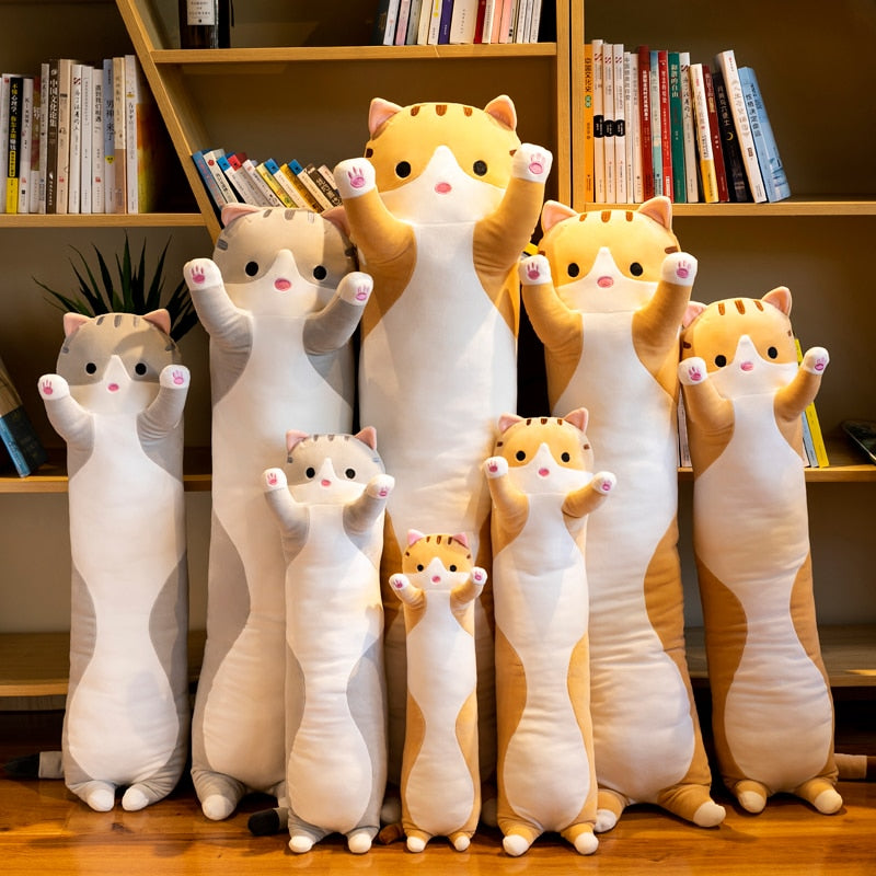 Kawaii Plushies Long Cat Pillow Soft Sleeping Cushion Cute Pillows Stuffed Animal Dolls Toy Children Girls Valentine&#39;s