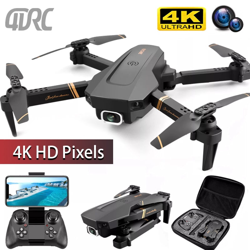 4DRC V4 RC Drone 4K/1080P HD Wide Angle Camera WiFi Fpv Dual Camera Foldable Quadcopter Real Time Transmission Helicopter Toy