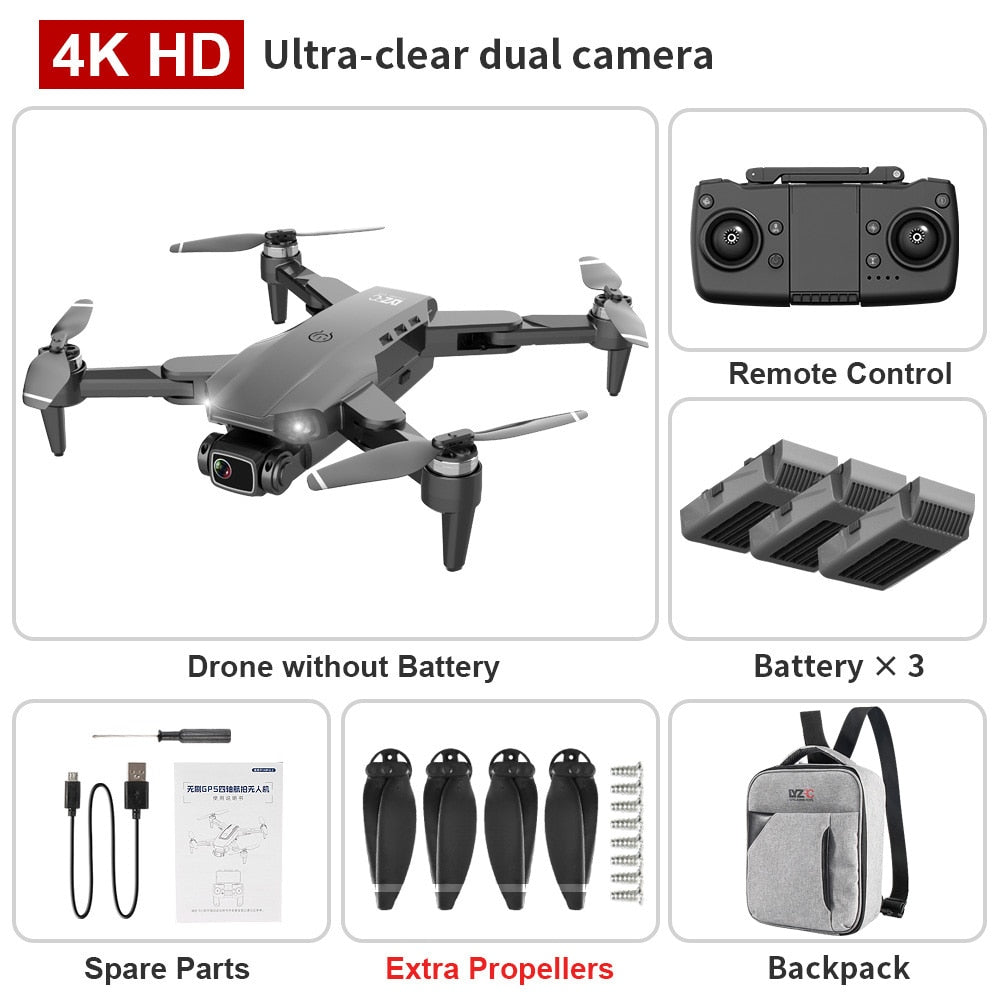 L900 PRO GPS Drone 4K HD Professional Dual Camera Aerial Stabilization Brushless Motor Foldable Quadcopter Helicopter RC 1200M