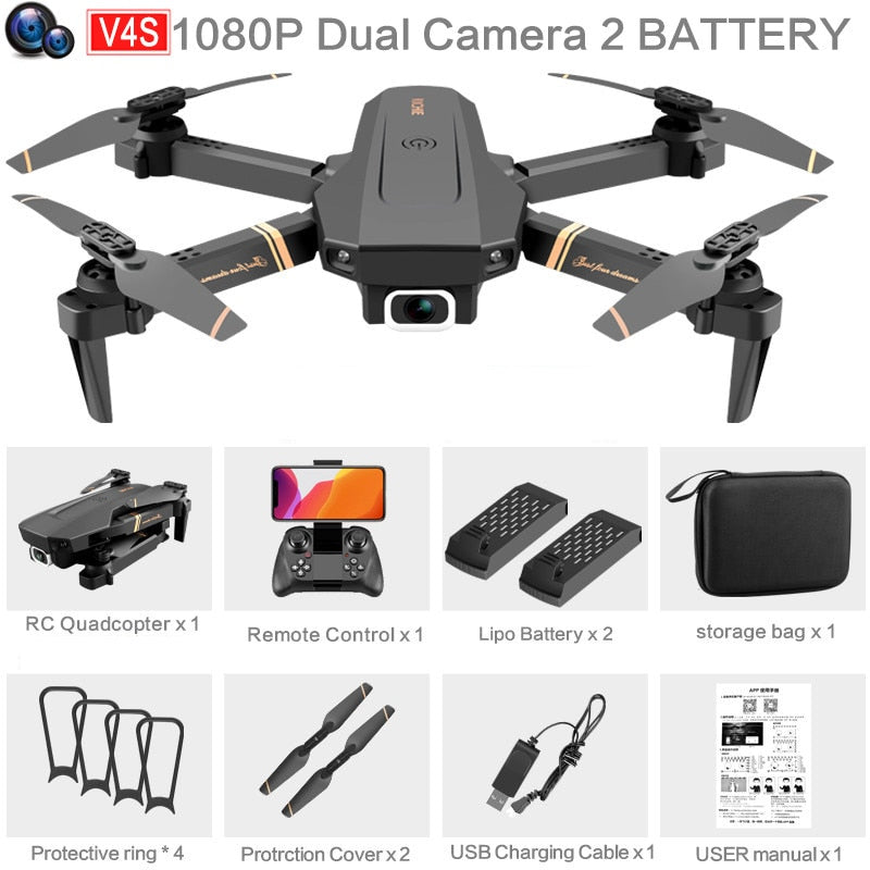 4DRC V4 RC Drone 4K/1080P HD Wide Angle Camera WiFi Fpv Dual Camera Foldable Quadcopter Real Time Transmission Helicopter Toy