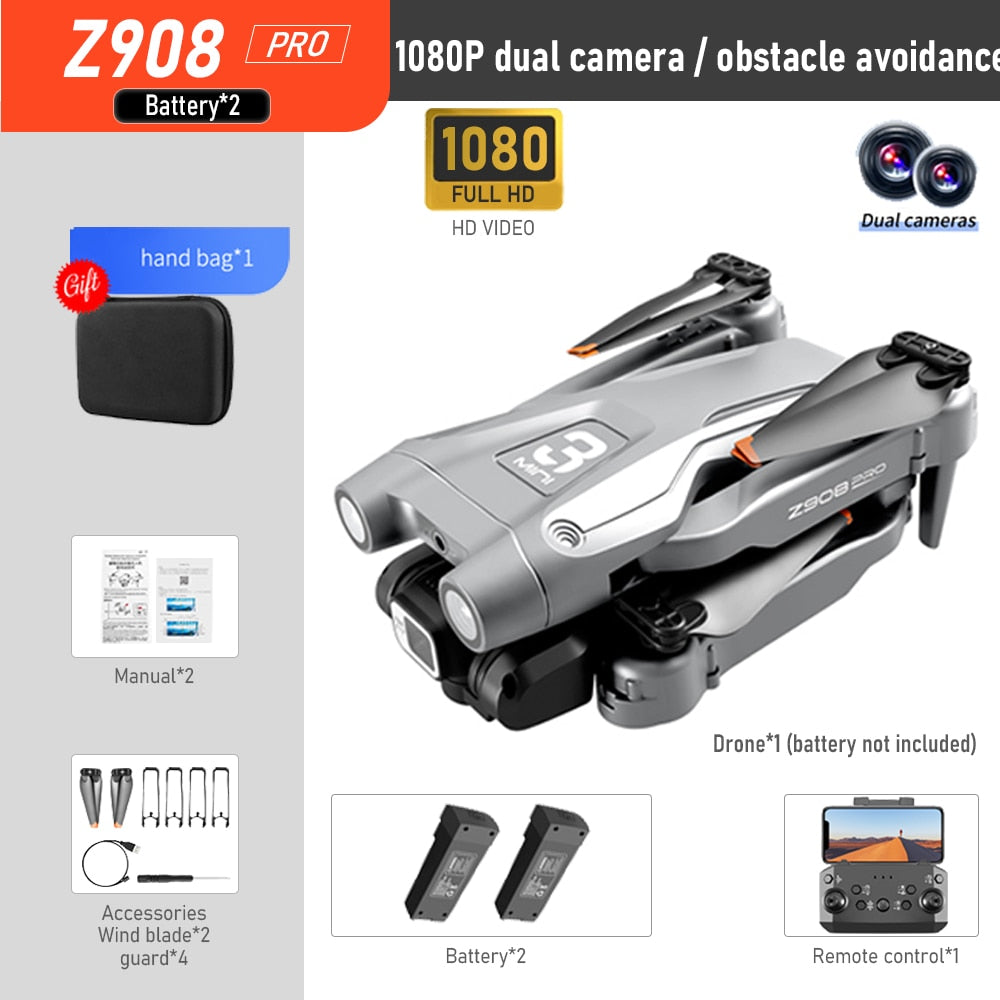 2022 NEW Z908 Pro Drone 4K HD Professional ESC Dual Camera Optical Flow Localization 2.4G WIFi Obstacle Avoidance Quadcopter Toy