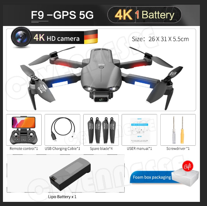 2022 NEW F9 GPS Drone 6K Dual HD Camera Professional Aerial Photography Brushless Motor Foldable Quadcopter RC Distance 2000M