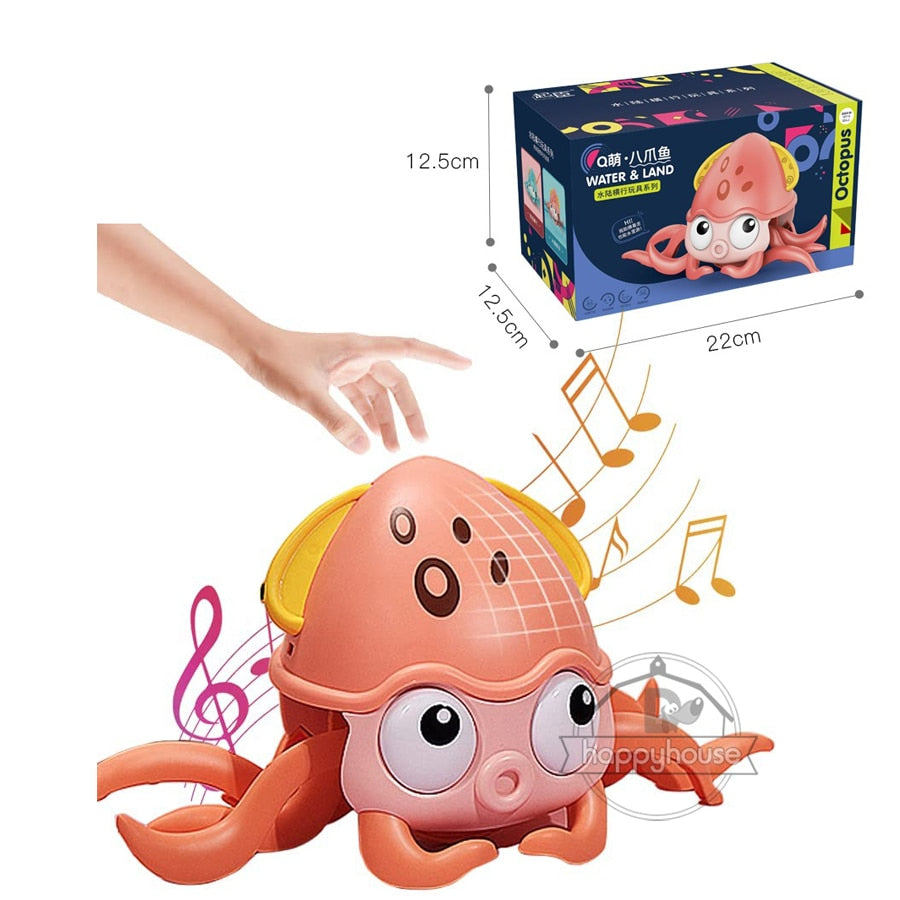 Crawling Crab Baby Toys with Music LED Light Up Musical Toys for Toddler Automatically Avoid Obstacles Interactive Toys for Kids