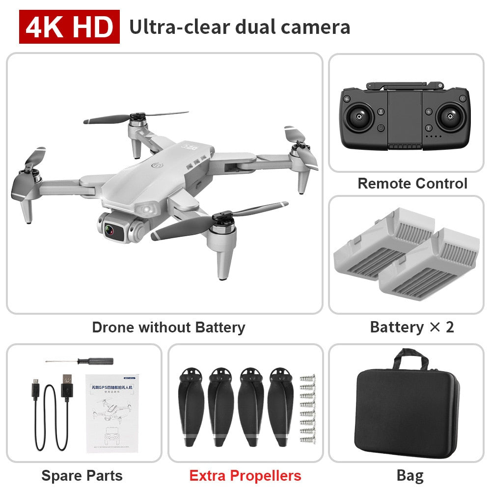 L900 PRO GPS Drone 4K HD Professional Dual Camera Aerial Stabilization Brushless Motor Foldable Quadcopter Helicopter RC 1200M