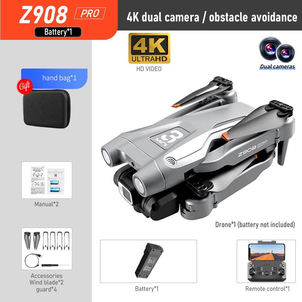 2022 NEW Z908 Pro Drone 4K HD Professional ESC Dual Camera Optical Flow Localization 2.4G WIFi Obstacle Avoidance Quadcopter Toy