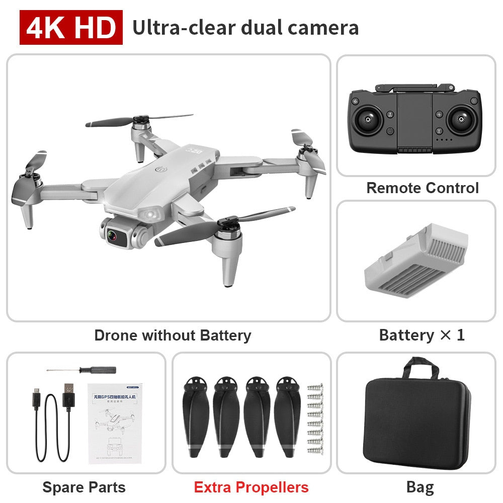 L900 PRO GPS Drone 4K HD Professional Dual Camera Aerial Stabilization Brushless Motor Foldable Quadcopter Helicopter RC 1200M