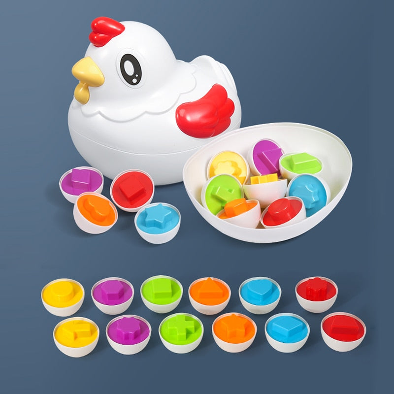 Baby Montessori Toys Egg Puzzle Games Kids Toys Color Shape Matching Eggs Educational Toys for Children 0-3 Years Old Boys Girls