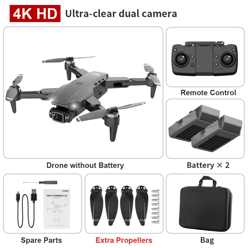 L900 PRO GPS Drone 4K HD Professional Dual Camera Aerial Stabilization Brushless Motor Foldable Quadcopter Helicopter RC 1200M