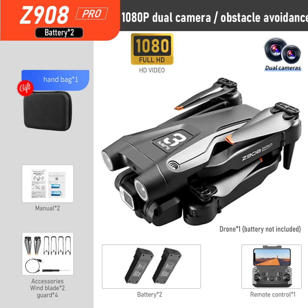 2022 NEW Z908 Pro Drone 4K HD Professional ESC Dual Camera Optical Flow Localization 2.4G WIFi Obstacle Avoidance Quadcopter Toy