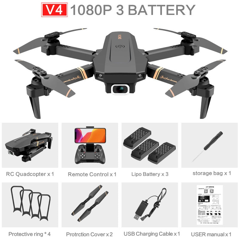 4DRC V4 RC Drone 4K/1080P HD Wide Angle Camera WiFi Fpv Dual Camera Foldable Quadcopter Real Time Transmission Helicopter Toy