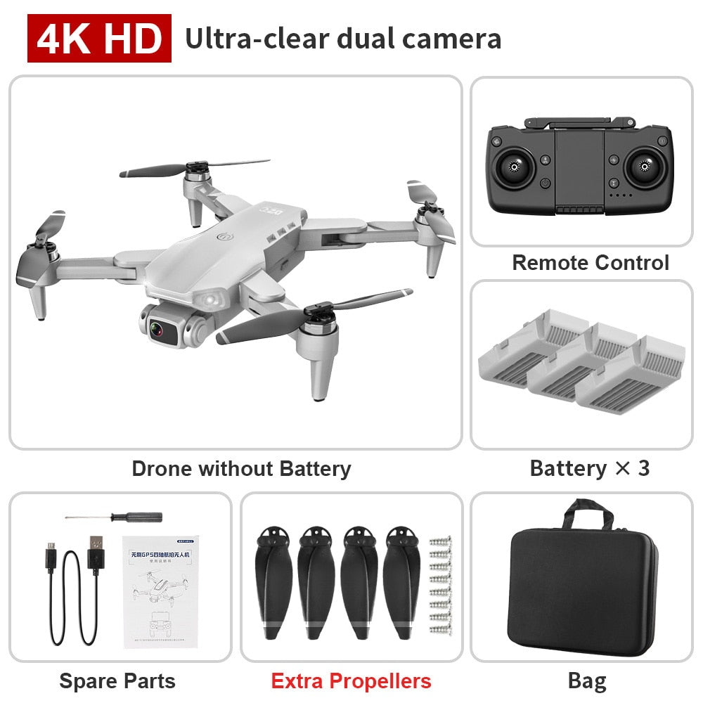 L900 PRO GPS Drone 4K HD Professional Dual Camera Aerial Stabilization Brushless Motor Foldable Quadcopter Helicopter RC 1200M